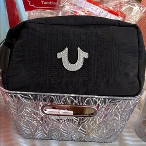 True Religion Black Toiletry Bag with Logo